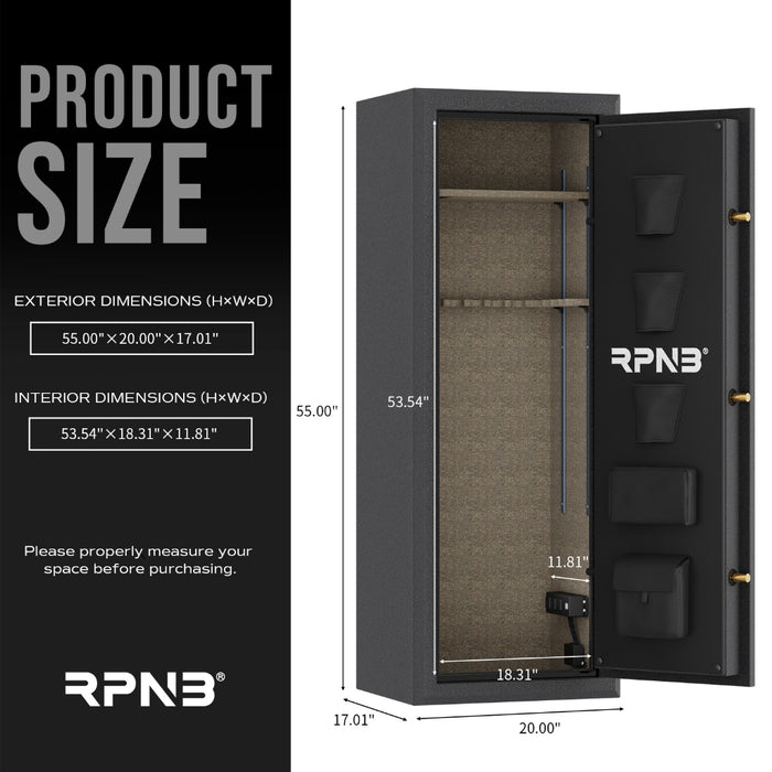 RPNB RPFS14-B 14 Gun Large Fireproof Biometric Digital Rifle Safe