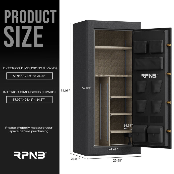 RPNB RPFS24-B 24 Gun Large Fireproof Biometric Fingerprint Gun Safe