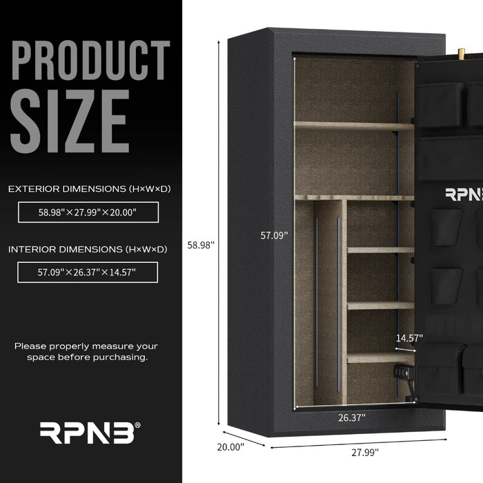 RPNB RPFS30-B 30 Gun Large Fireproof Biometric Fingerprint Long Gun Safe