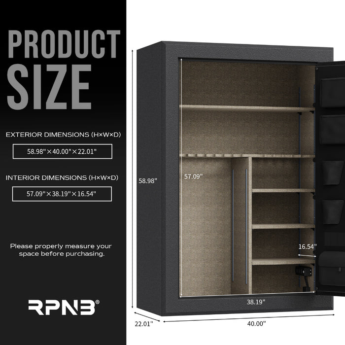 RPNB RRPFS45-B 45 Gun Large Fireproof Biometric Long Gun Safe